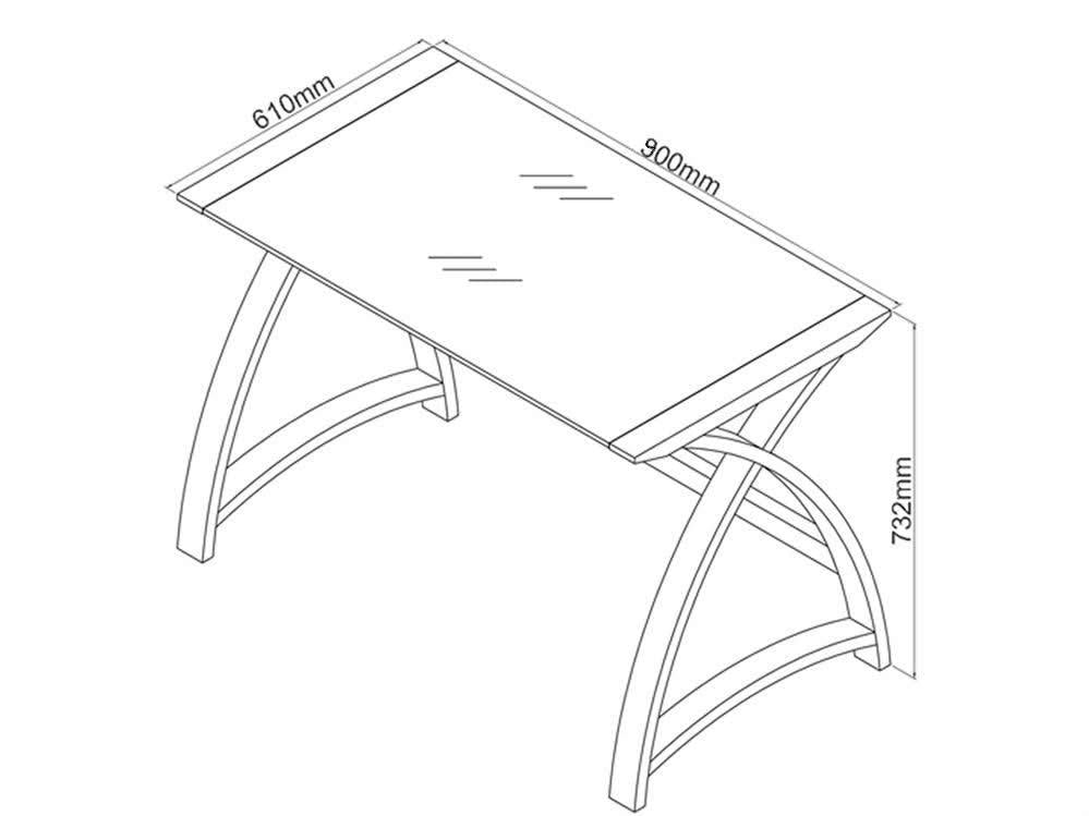 Compact Glass Office Desk Oak Frame PC201-LT-900-OW
